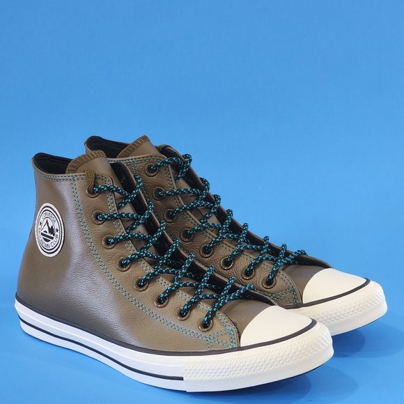 Converse CTAS Hi Tumbled Leather 'Surplus Olive' Unisex Sneakers 165957C NWT - Picture 1 of 6